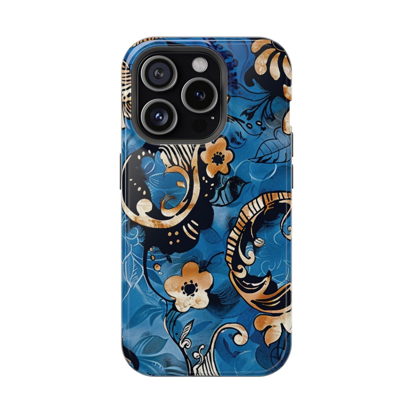 Floral Blue Paisley Magnetic Impact Phone Case - DIGITAL X