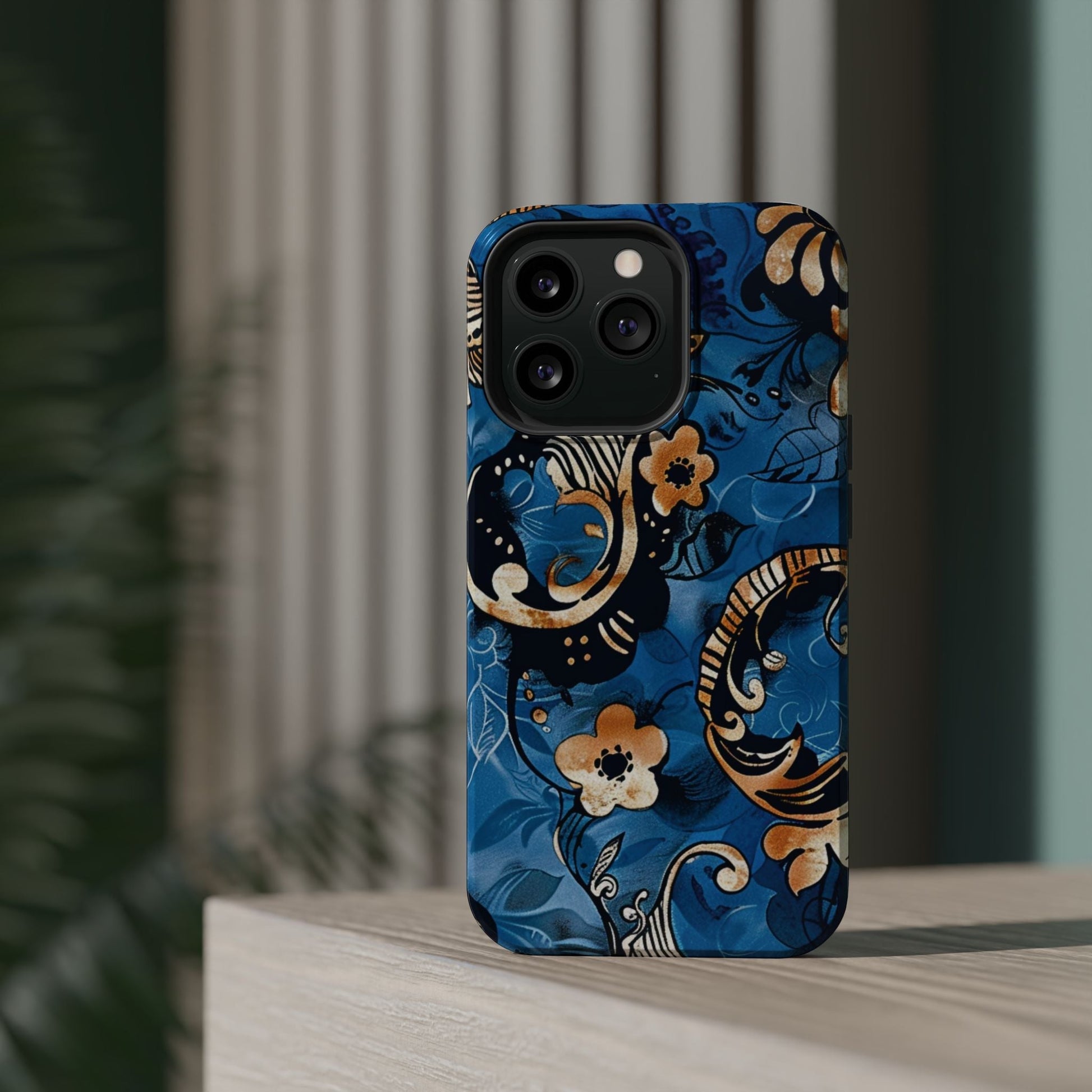 Floral Blue Paisley Magnetic Impact Phone Case - DIGITAL X