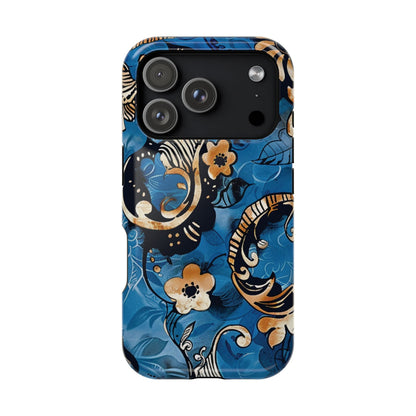 Floral Blue Paisley Magnetic Impact Phone Case - DIGITAL X