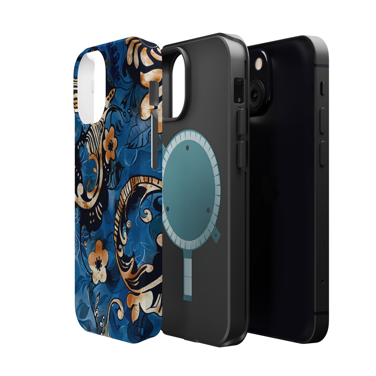Floral Blue Paisley Magnetic Impact Phone Case - DIGITAL X
