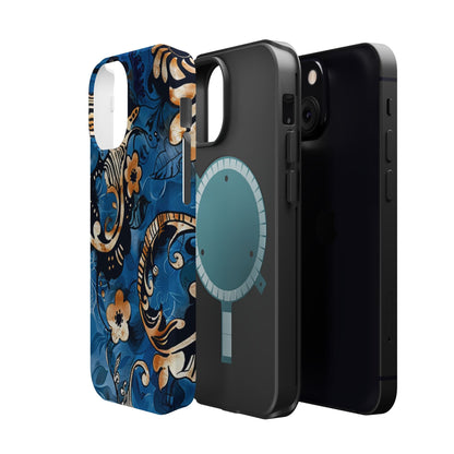 Floral Blue Paisley Magnetic Impact Phone Case - DIGITAL X