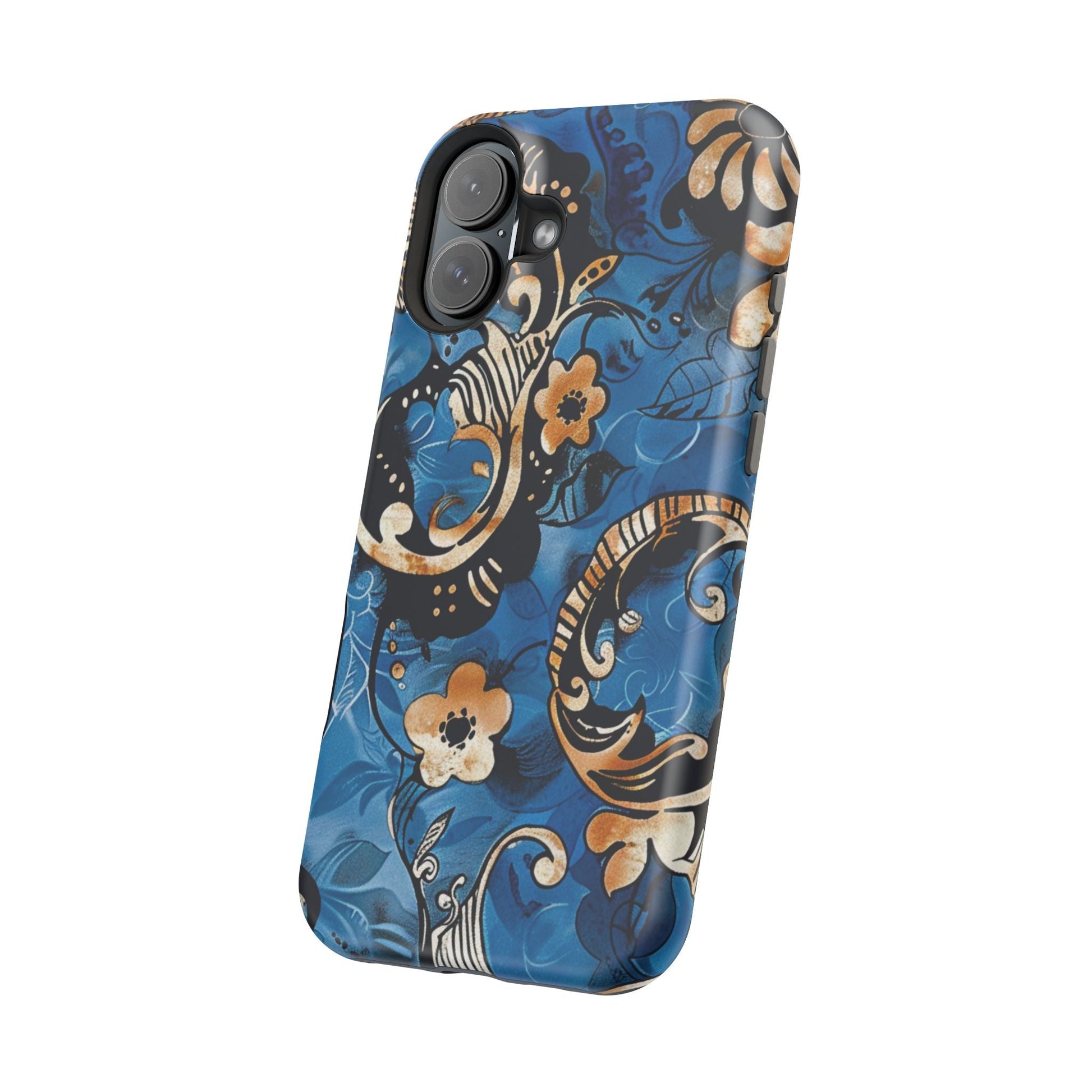 Floral Blue Paisley Magnetic Impact Phone Case - DIGITAL X