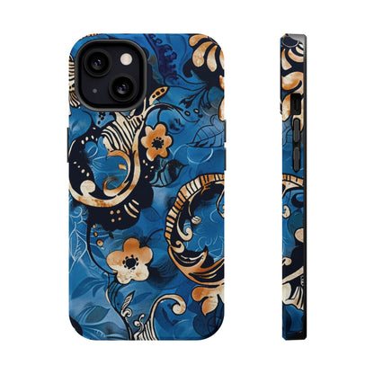 Floral Blue Paisley Magnetic Impact Phone Case - DIGITAL X