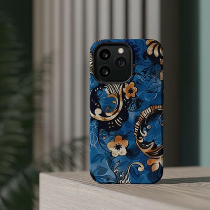 Floral Blue Paisley Magnetic Impact Phone Case - DIGITAL X