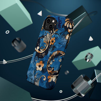 Floral Blue Paisley Magnetic Impact Phone Case - DIGITAL X