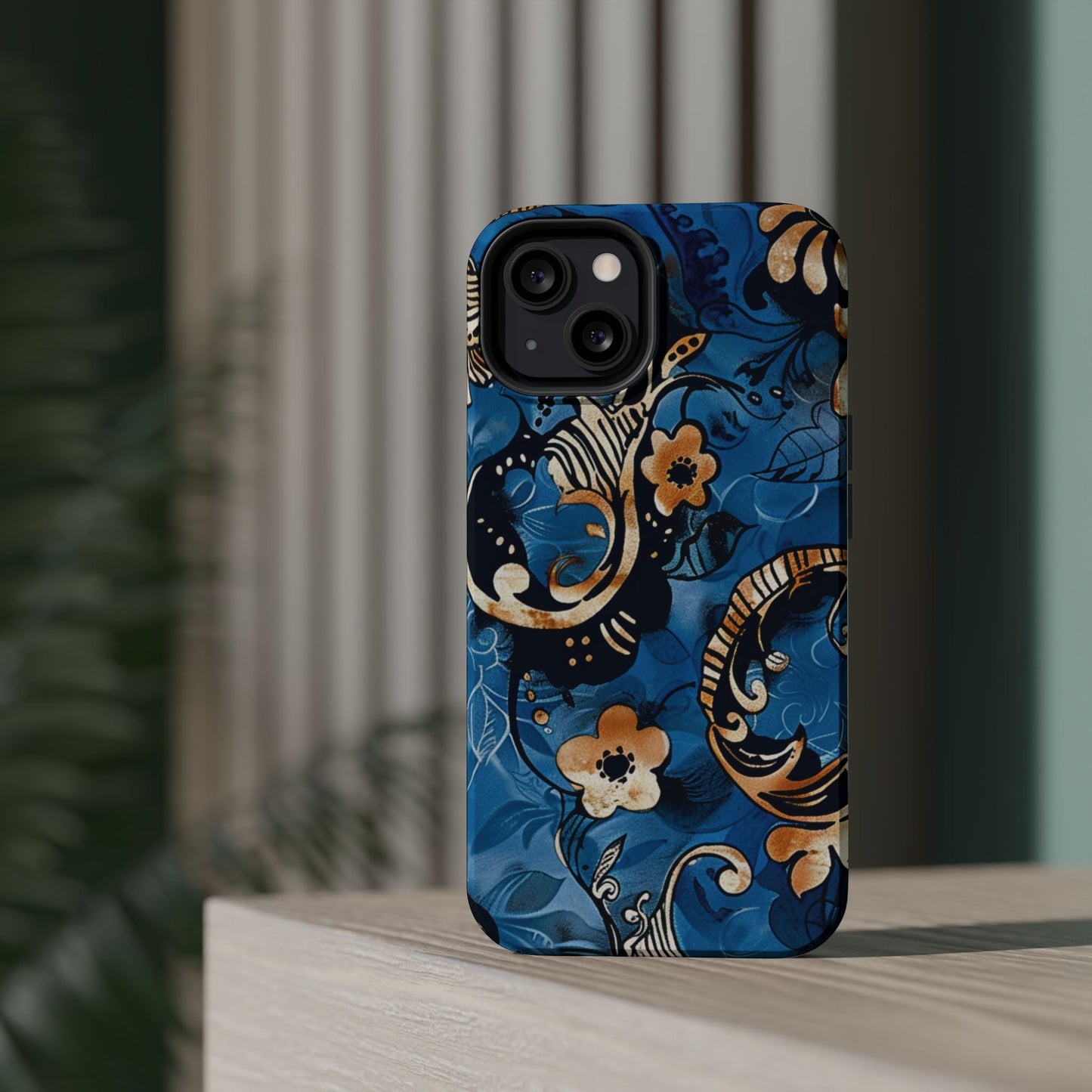 Floral Blue Paisley Magnetic Impact Phone Case - DIGITAL X