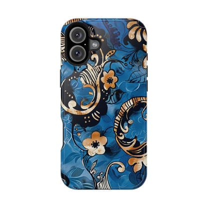 Floral Blue Paisley Magnetic Impact Phone Case - DIGITAL X