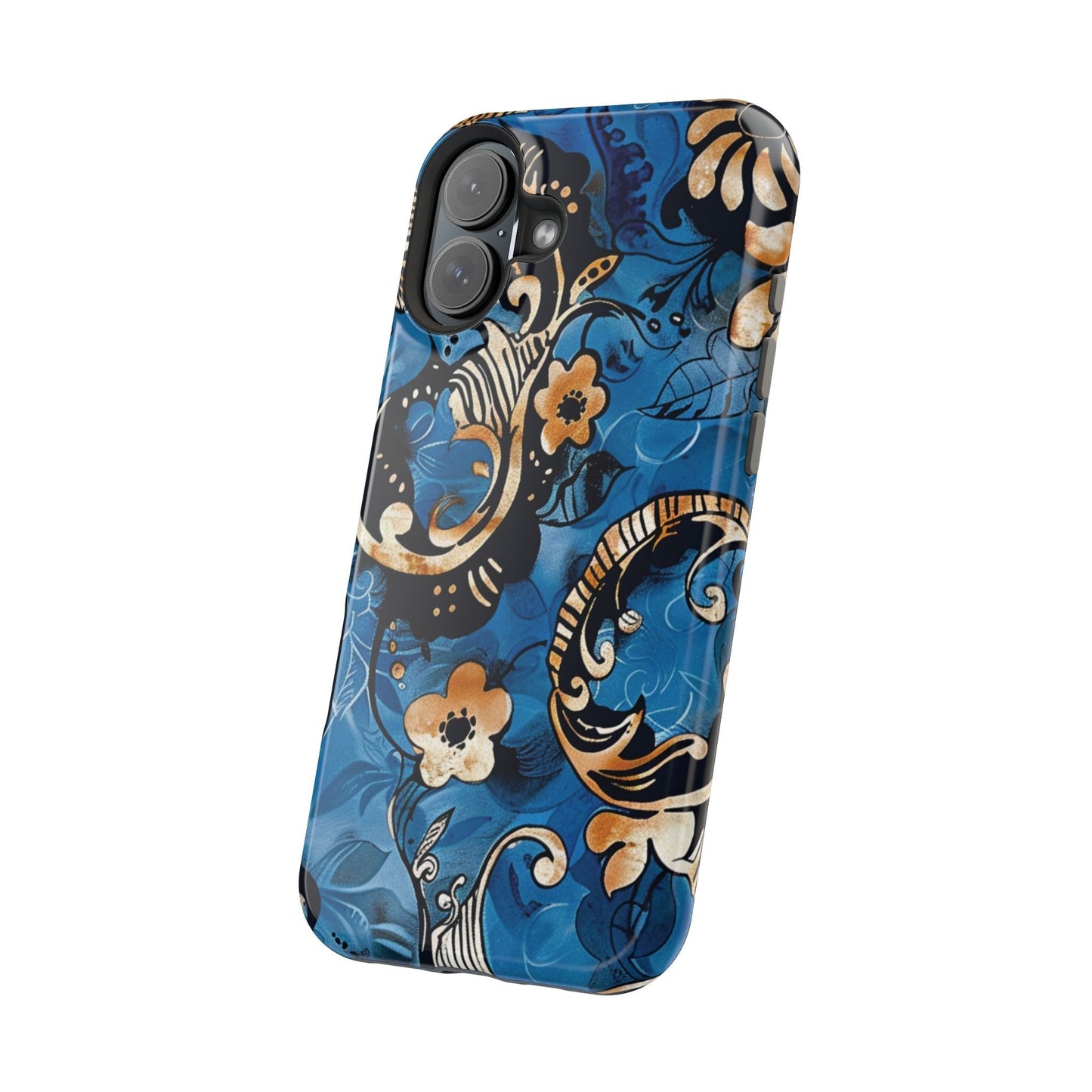Floral Blue Paisley Magnetic Impact Phone Case - DIGITAL X