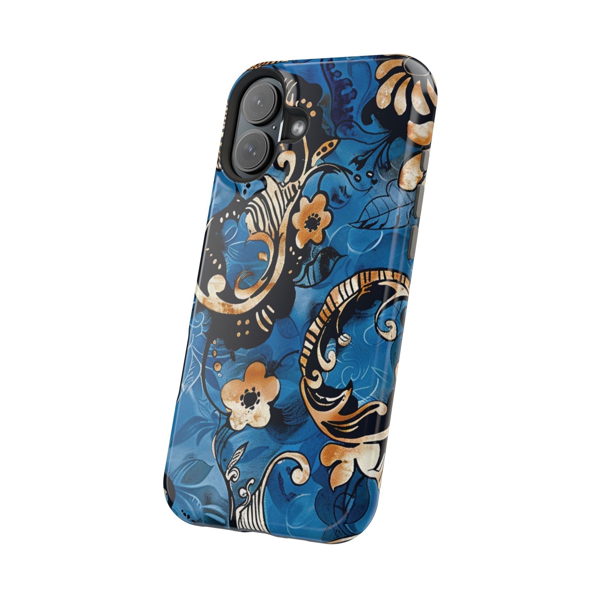Floral Blue Paisley Magnetic Impact Phone Case - DIGITAL X