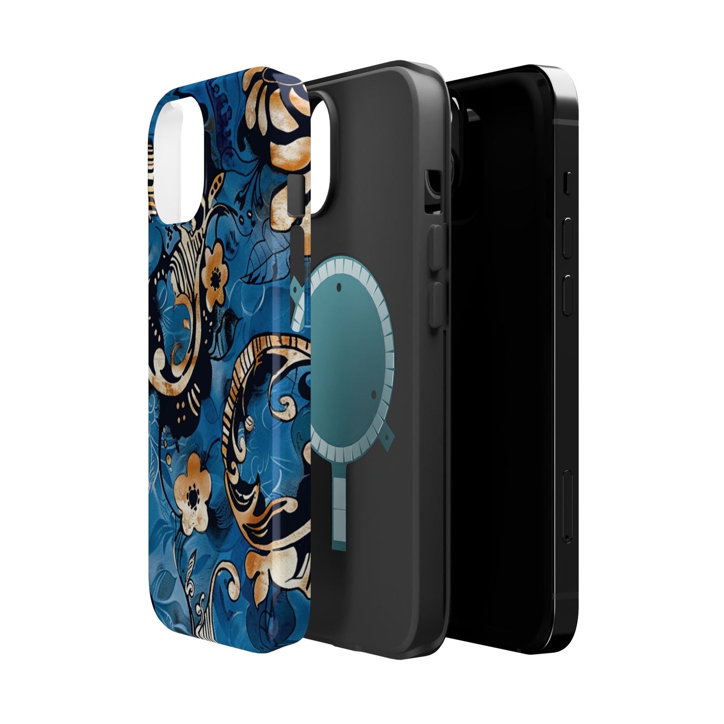 Floral Blue Paisley Magnetic Impact Phone Case - DIGITAL X
