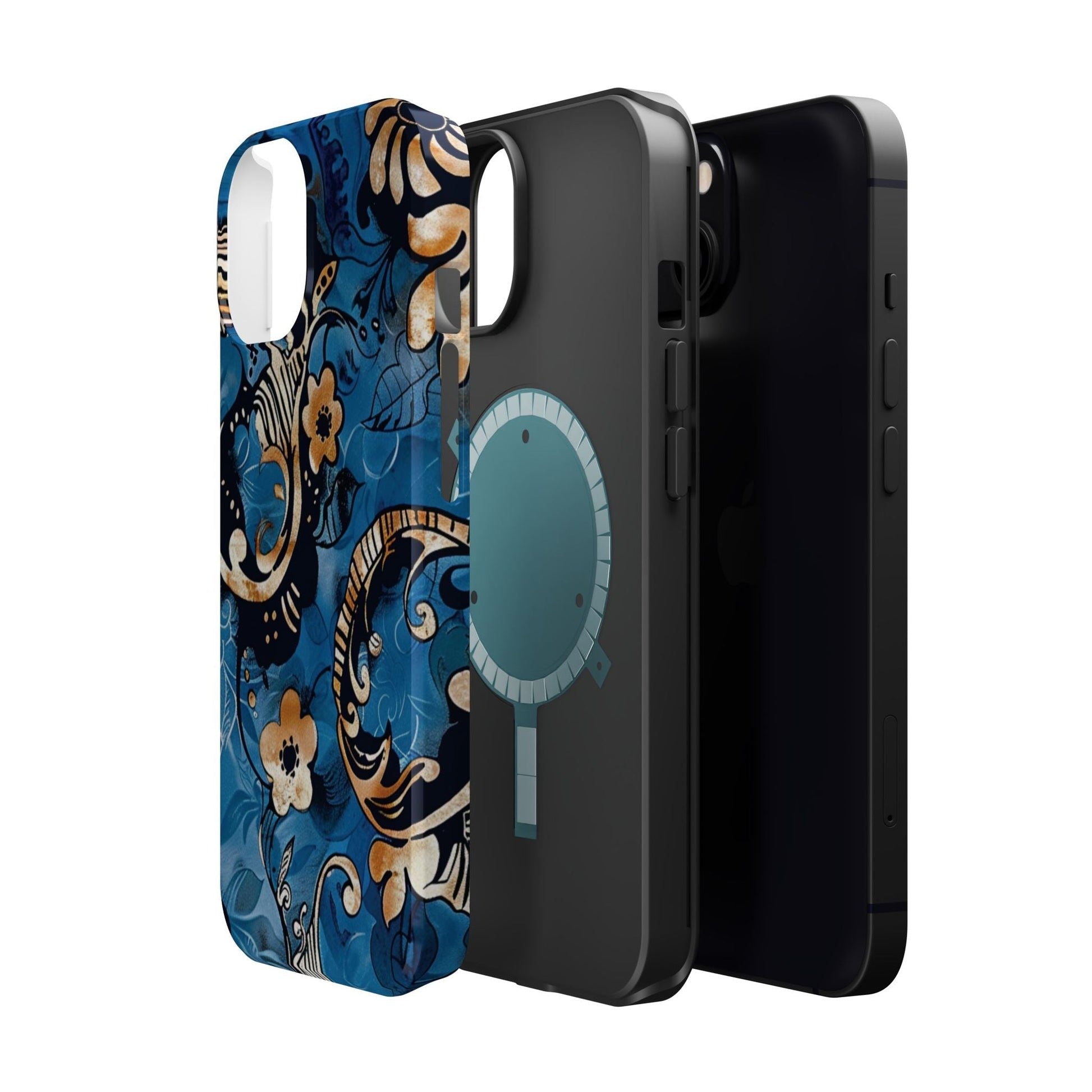 Floral Blue Paisley Magnetic Impact Phone Case - DIGITAL X