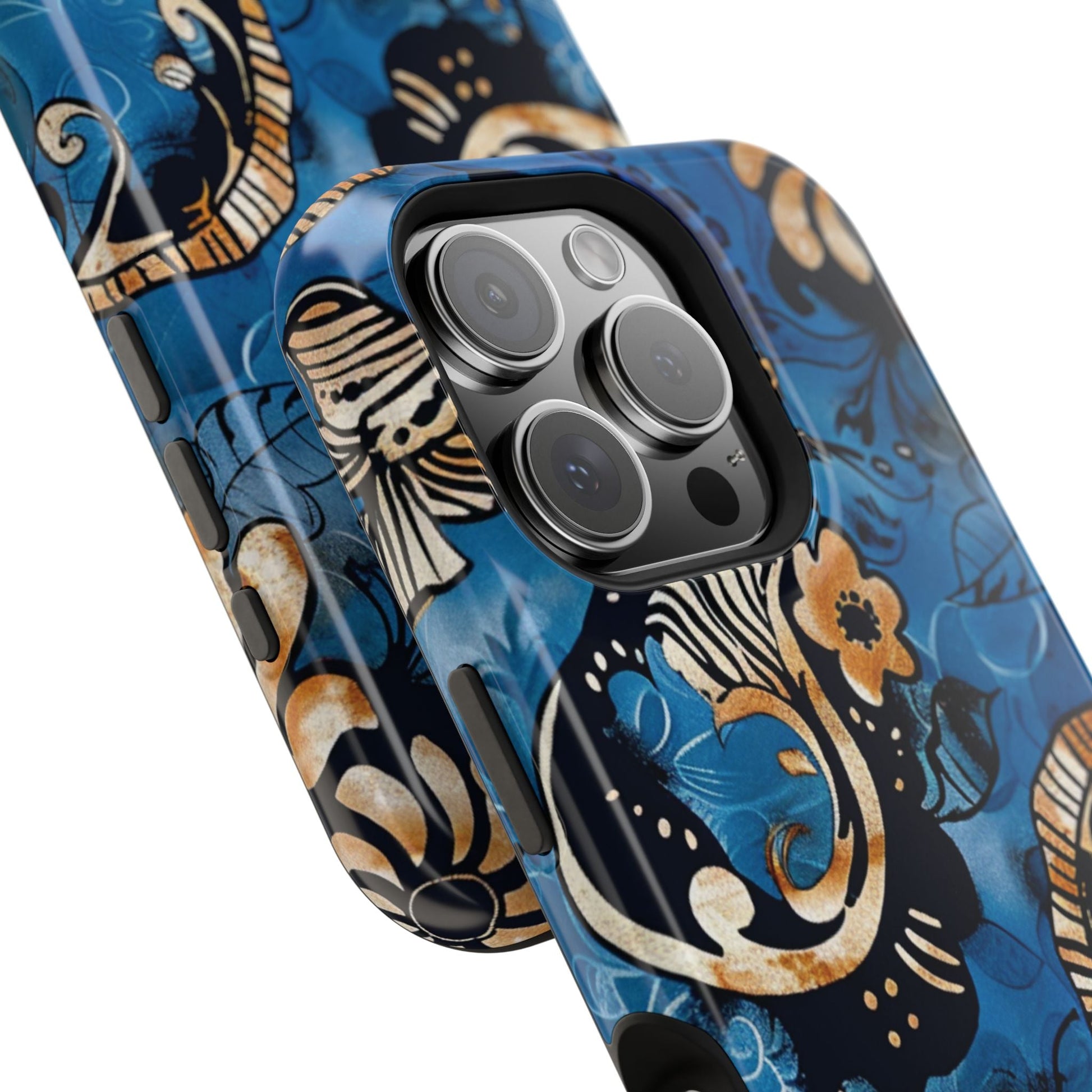 Floral Blue Paisley Magnetic Impact Phone Case - DIGITAL X