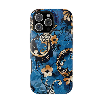 Floral Blue Paisley Magnetic Impact Phone Case - DIGITAL X