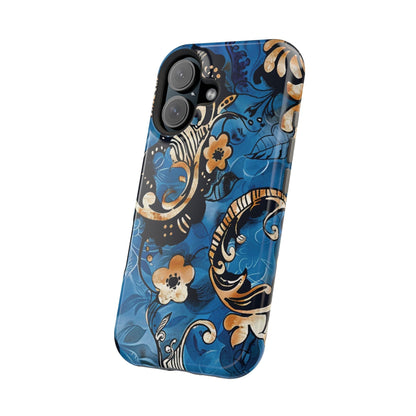 Floral Blue Paisley Magnetic Impact Phone Case - DIGITAL X