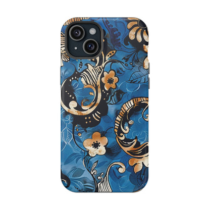 Floral Blue Paisley Magnetic Impact Phone Case - DIGITAL X