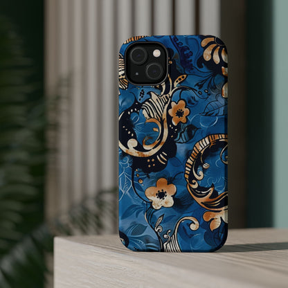 Floral Blue Paisley Magnetic Impact Phone Case - DIGITAL X