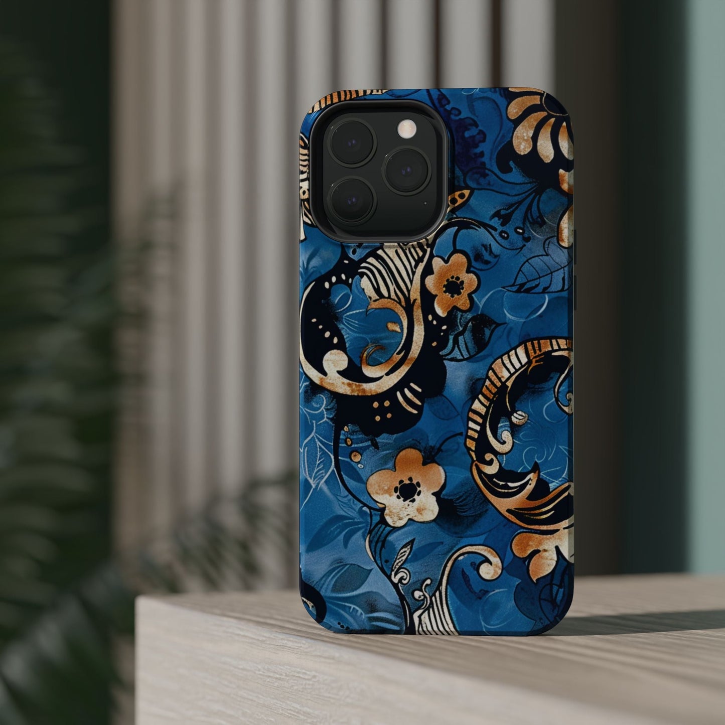 Floral Blue Paisley Magnetic Impact Phone Case - DIGITAL X