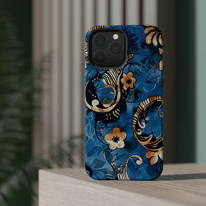 Floral Blue Paisley Magnetic Impact Phone Case - DIGITAL X