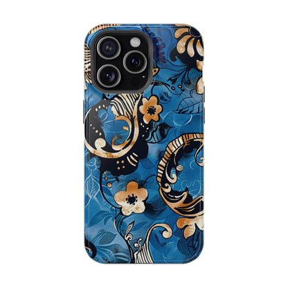 Floral Blue Paisley Magnetic Impact Phone Case - DIGITAL X