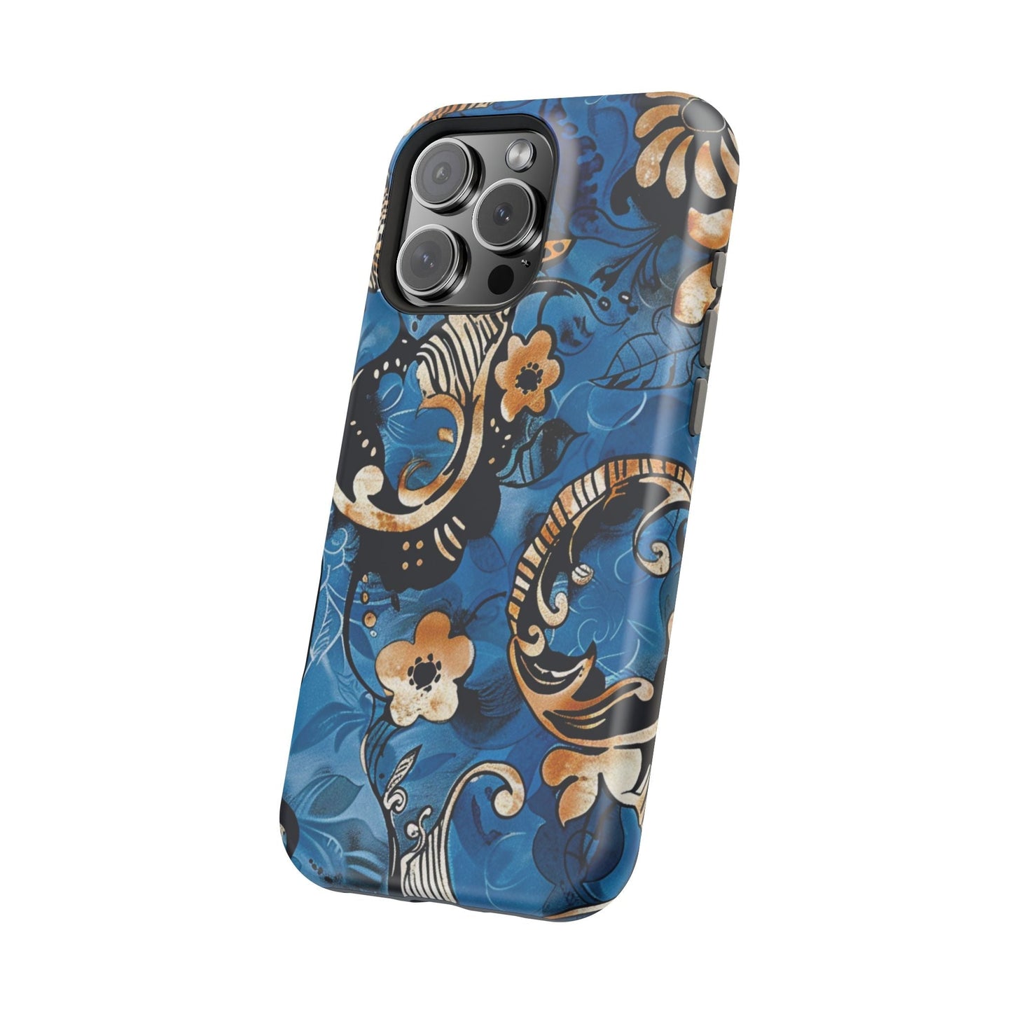 Floral Blue Paisley Magnetic Impact Phone Case - DIGITAL X