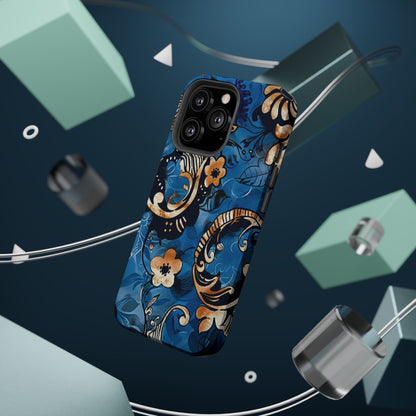 Floral Blue Paisley Magnetic Impact Phone Case - DIGITAL X