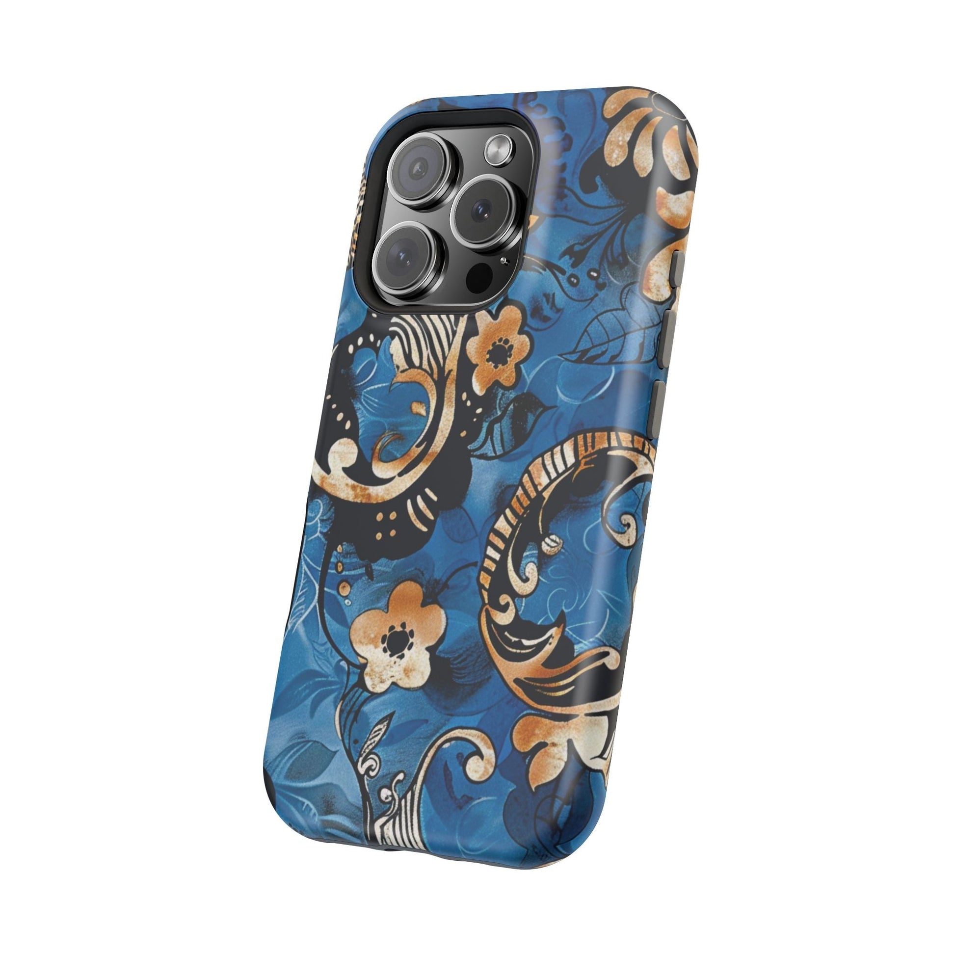 Floral Blue Paisley Magnetic Impact Phone Case - DIGITAL X