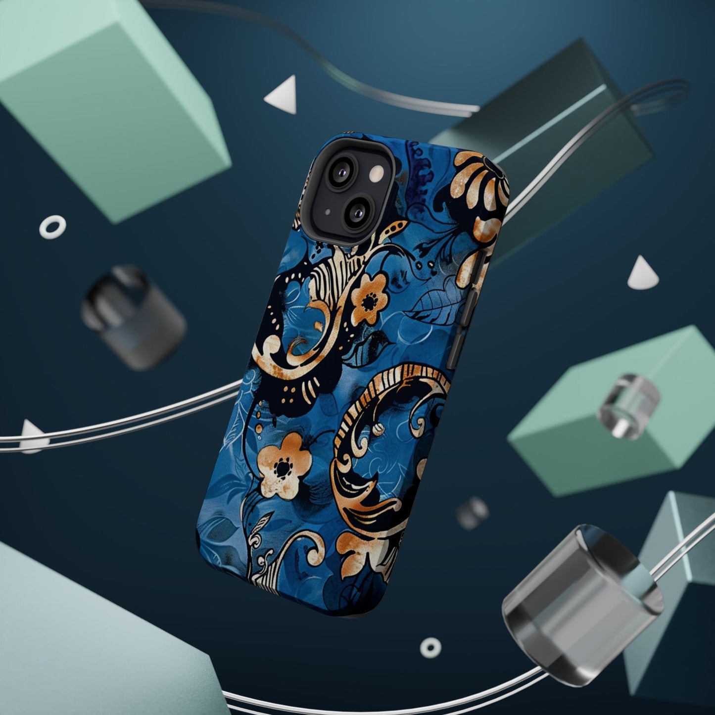 Floral Blue Paisley Magnetic Impact Phone Case - DIGITAL X