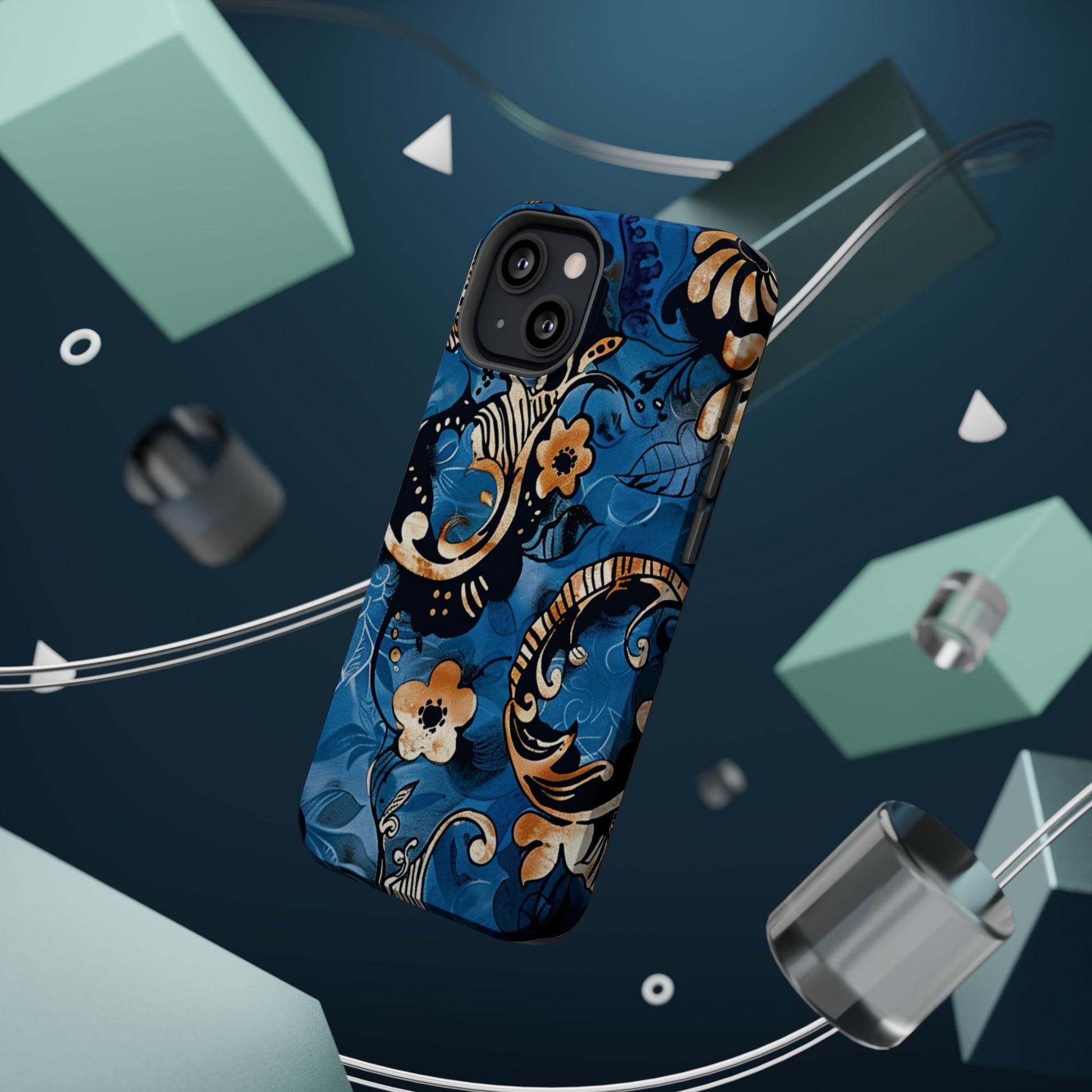 Floral Blue Paisley Magnetic Impact Phone Case - DIGITAL X