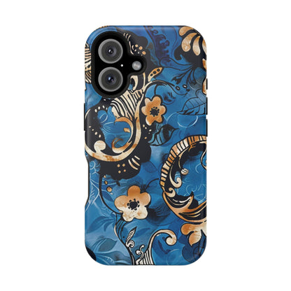 Floral Blue Paisley Magnetic Impact Phone Case - DIGITAL X