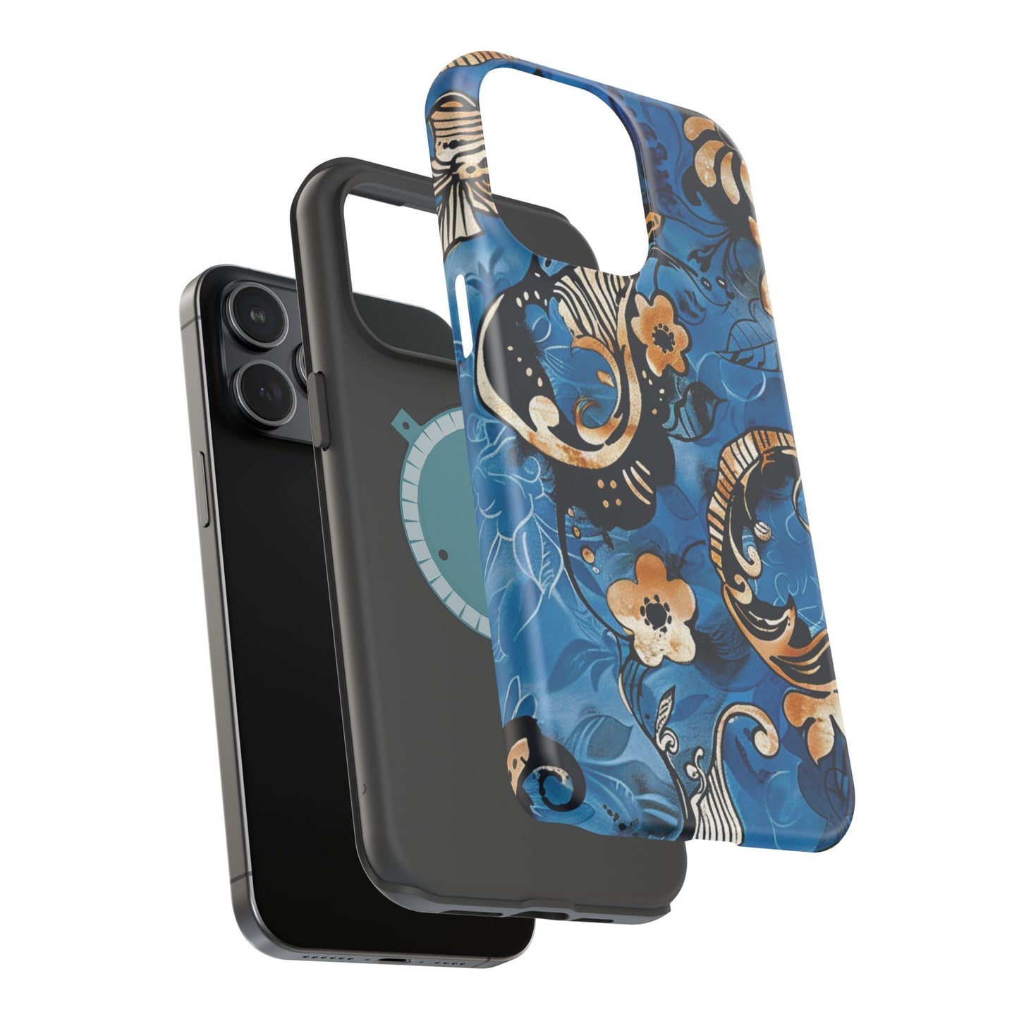 Floral Blue Paisley Magnetic Impact Phone Case - DIGITAL X