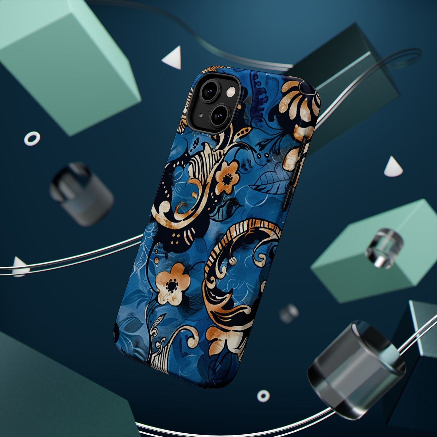 Floral Blue Paisley Magnetic Impact Phone Case - DIGITAL X