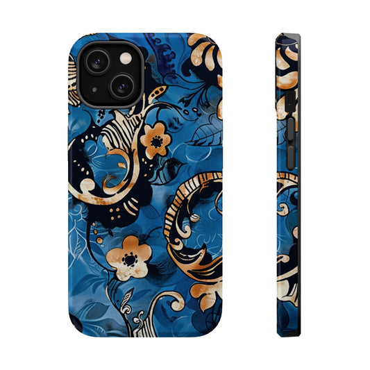Floral Blue Paisley Magnetic Impact Phone Case - DIGITAL X