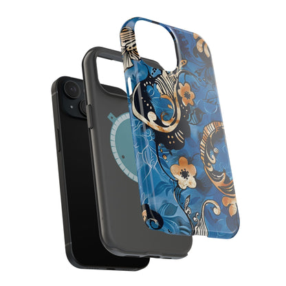 Floral Blue Paisley Magnetic Impact Phone Case - DIGITAL X