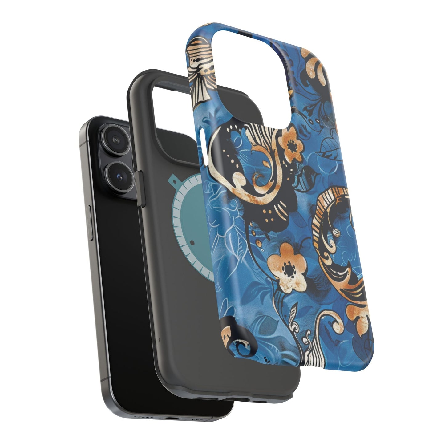 Floral Blue Paisley Magnetic Impact Phone Case - DIGITAL X