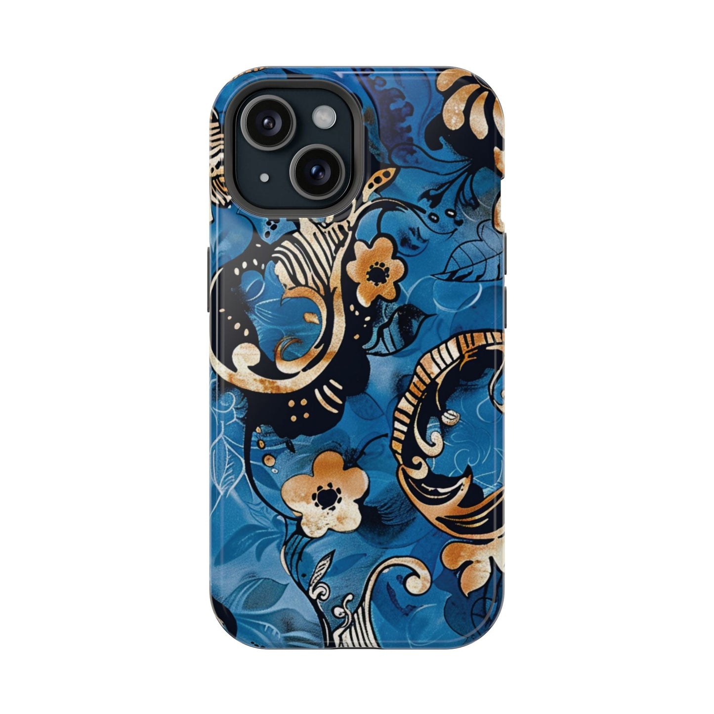 Floral Blue Paisley Magnetic Impact Phone Case - DIGITAL X