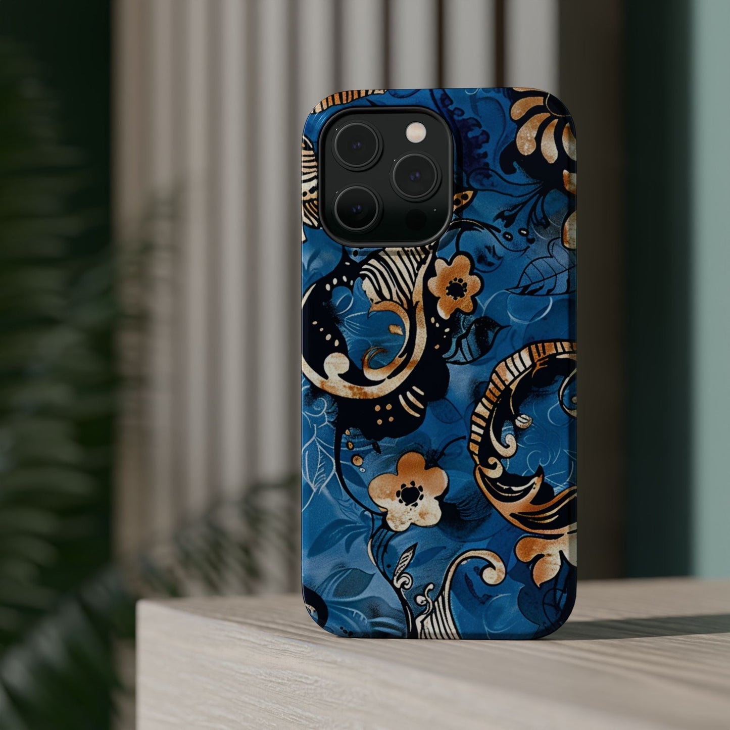 Floral Blue Paisley Magnetic Impact Phone Case - DIGITAL X