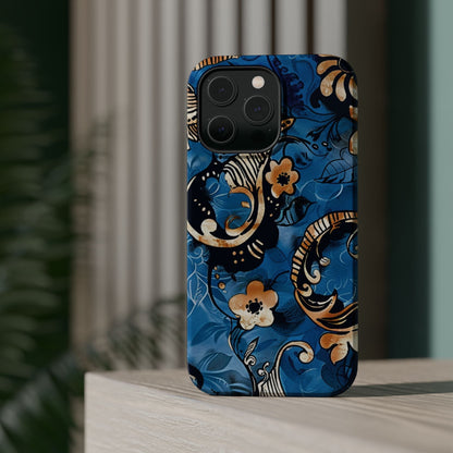 Floral Blue Paisley Magnetic Impact Phone Case - DIGITAL X