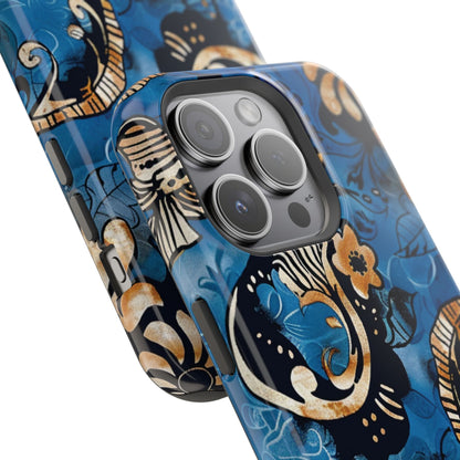 Floral Blue Paisley Magnetic Impact Phone Case - DIGITAL X