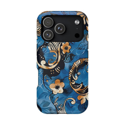 Floral Blue Paisley Magnetic Impact Phone Case - DIGITAL X