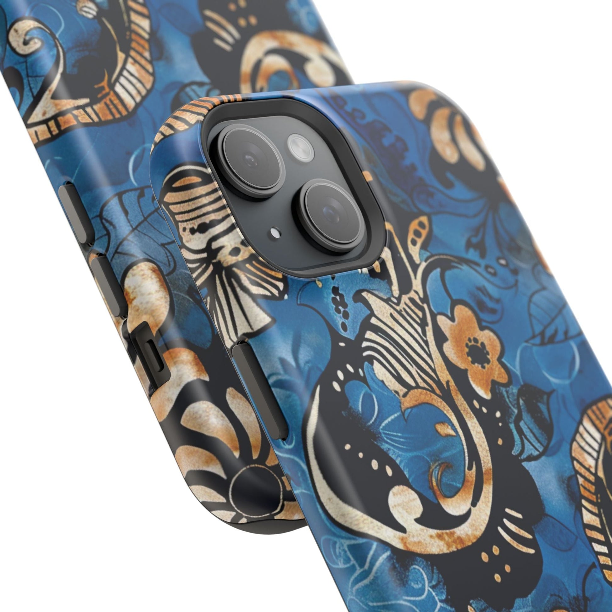 Floral Blue Paisley Magnetic Impact Phone Case - DIGITAL X
