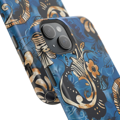 Floral Blue Paisley Magnetic Impact Phone Case - DIGITAL X