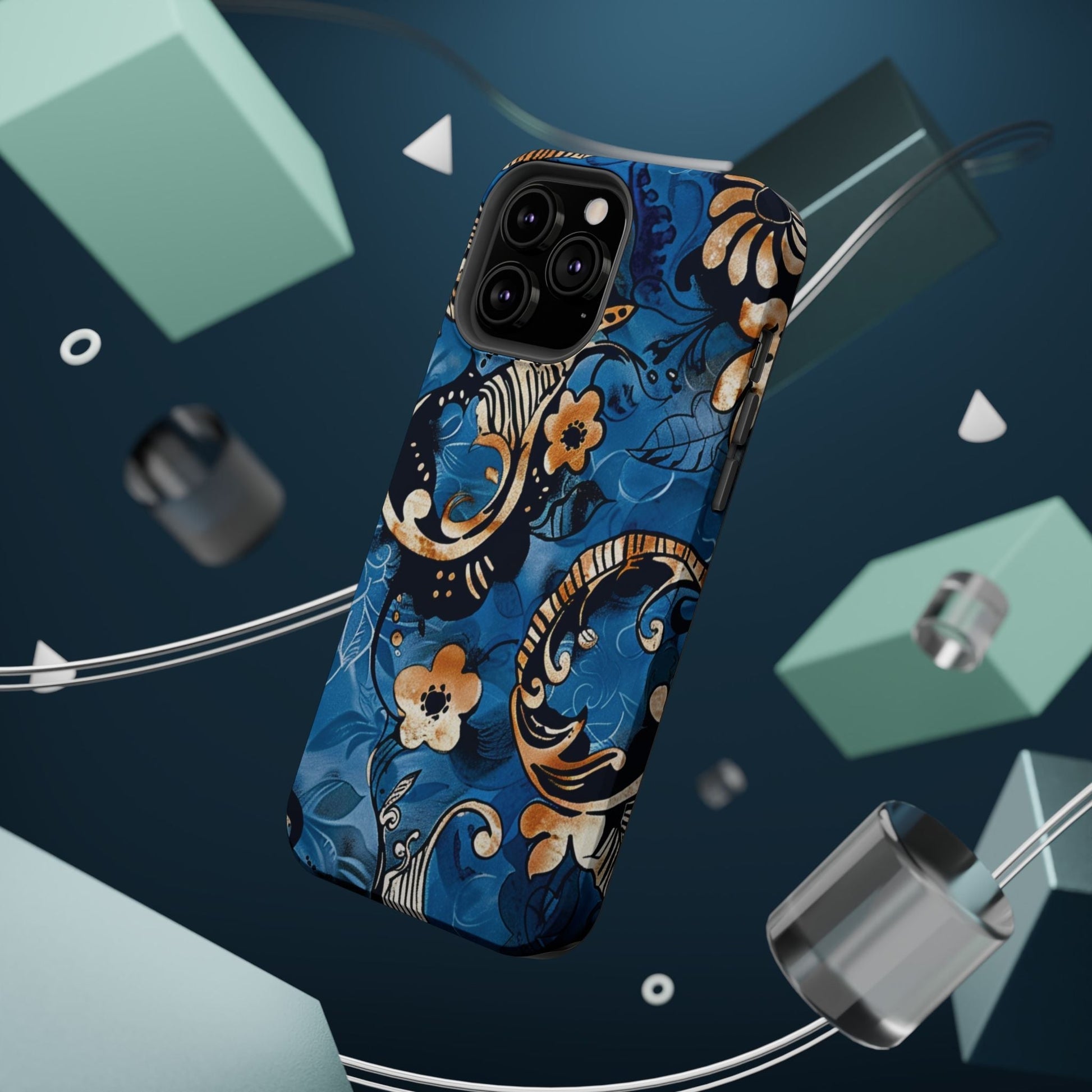 Floral Blue Paisley Magnetic Impact Phone Case - DIGITAL X
