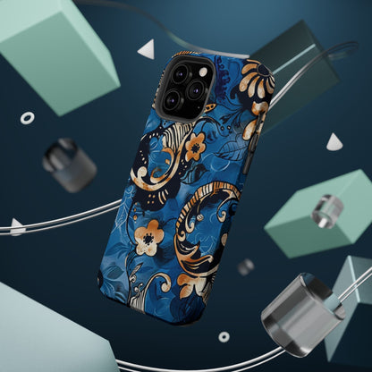 Floral Blue Paisley Magnetic Impact Phone Case - DIGITAL X