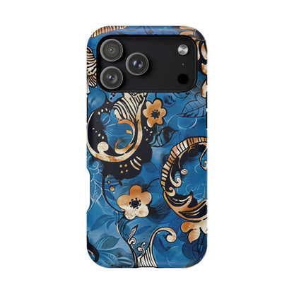 Floral Blue Paisley Magnetic Impact Phone Case - DIGITAL X