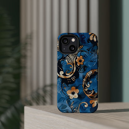 Floral Blue Paisley Magnetic Impact Phone Case - DIGITAL X