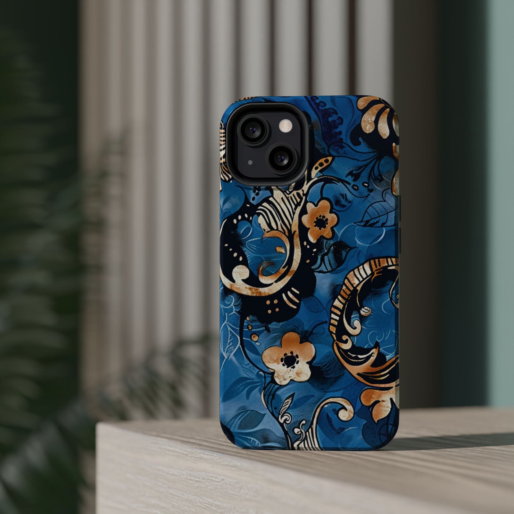 Floral Blue Paisley Magnetic Impact Phone Case - DIGITAL X