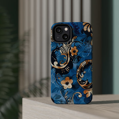 Floral Blue Paisley Magnetic Impact Phone Case - DIGITAL X