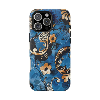 Floral Blue Paisley Magnetic Impact Phone Case - DIGITAL X