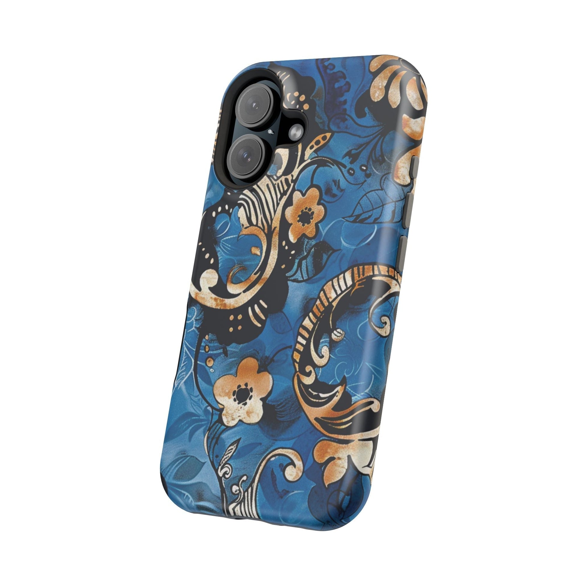Floral Blue Paisley Magnetic Impact Phone Case - DIGITAL X