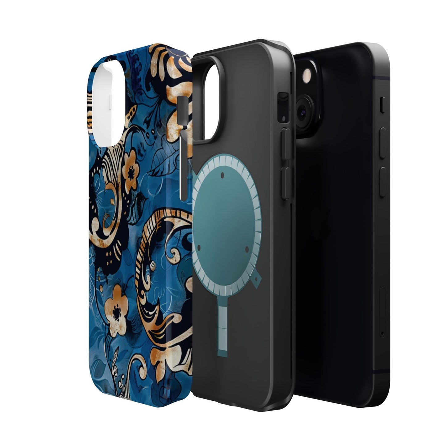 Floral Blue Paisley Magnetic Impact Phone Case - DIGITAL X